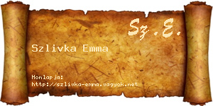 Szlivka Emma névjegykártya
